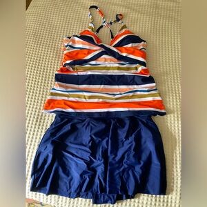 NWT striped two piece swimsuit